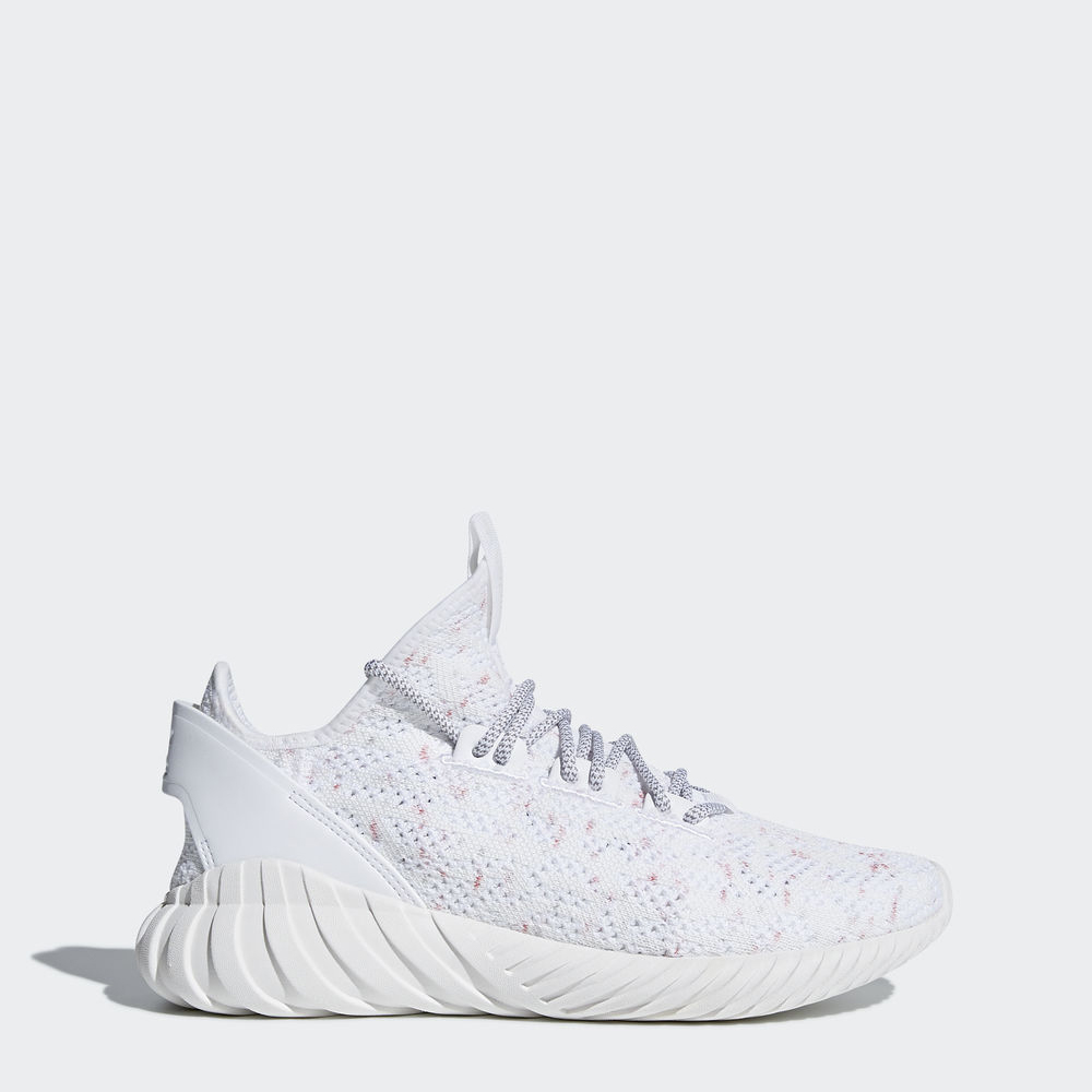 Adidas Tubular Doom Sock Primeknit - Originals ανδρικα - Ασπρα/Γκρι/Μπορντο,Μέγεθος: EU 36 – 54 2/3